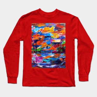 Red Abstract Landscape Long Sleeve T-Shirt